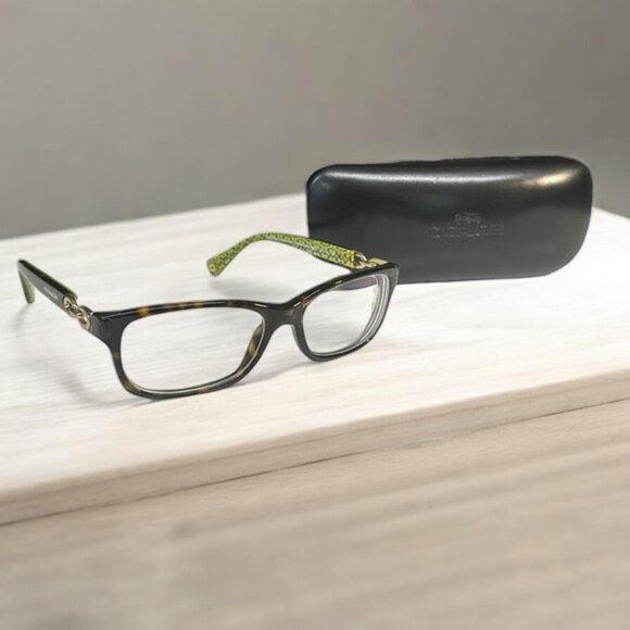 Coach HC5232 Fannie Dark Tortoise/Green Sig C Eyeglass Glasses Frames 52-16 135 - Picture 2 of 15